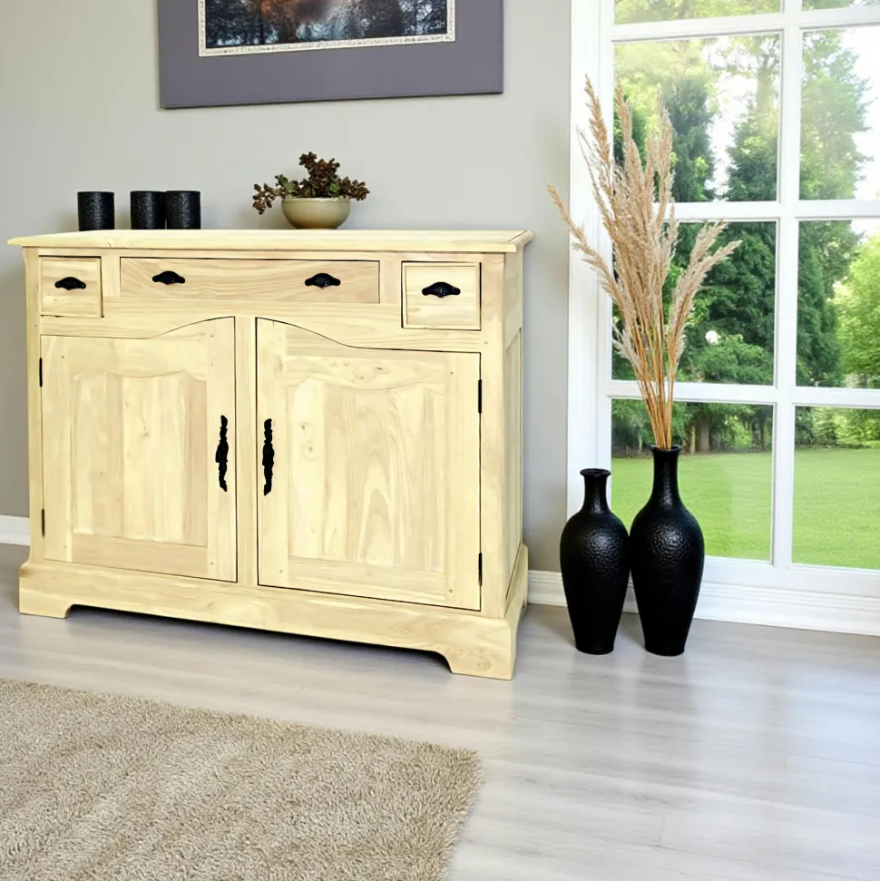 Buffet 2 portes hévéa 115x50x90cm TRADITION