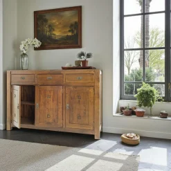 Buffet 3 portes hévéa 150x50x100cm TESSA