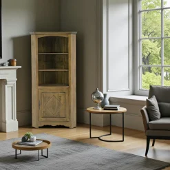 Buffet / Vaisselier d'angle Hévéa 1 porte, 3 niches 96x60x190cm TRADITION
