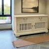 Buffet bas 2 portes 2 tiroirs hévéa 120x40x65cm MAORI