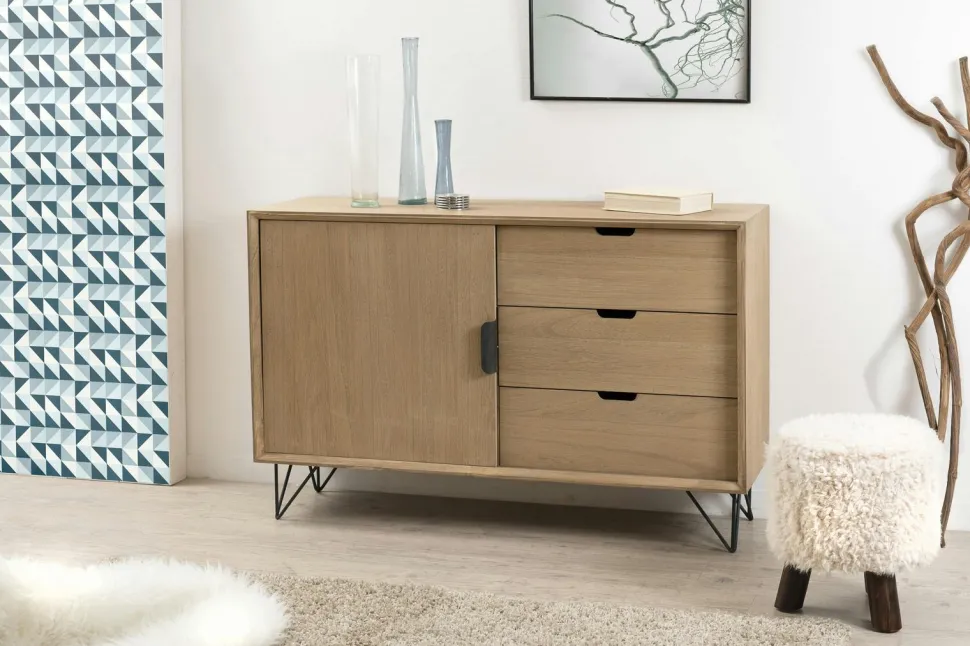 Buffet bas bois pieds épingle style rétro