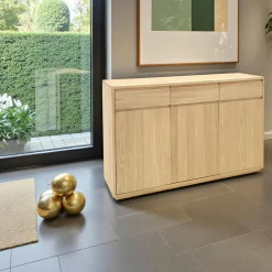 Buffet bas Hévéa 3 portes, 3 tiroirs 130x40x88cm BALTIC