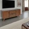 Buffet bas vintage hévéa massif 130x42x60cm SIXTIES