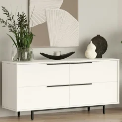 Buffet blanc design moderne à ouverture frontale VAREN
