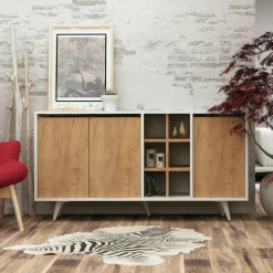 Buffet blanc moderne avec niches décoratives MARFA