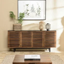 Buffet bois exotique 4 portes ajourées KANHA