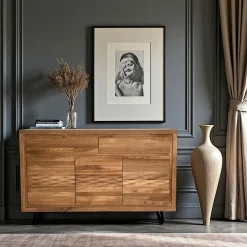 Buffet bois massif 3 portes - frise décorative ROSETO