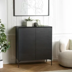 Buffet contemporain 2 portes bois couleur noire MAYENCE