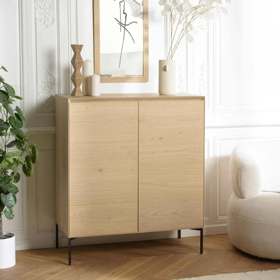 Buffet contemporain 2 portes bois couleur noire MAYENCE