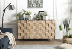 Buffet contemporain bois de sapin damier CARPATES