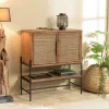 Buffet de rangement 2 portes en teck et fibre de coco SWING