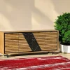 Buffet design en bois de chêne finition miel, 4 portes ESSEN
