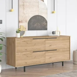 Buffet design moderne effet bois à ouverture frontale VAREN