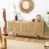 Buffet en cannage et bois de manguier 5 portes MALAGA