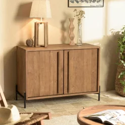 Buffet en teck recyclé 2 portes bois massif 101 cm SWING