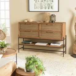 Buffet enfilade 170 cm 4 portes bois recyclé et fibre SWING