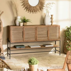 Buffet enfilade 150 cm en teck recyclé 4 tiroirs SWING