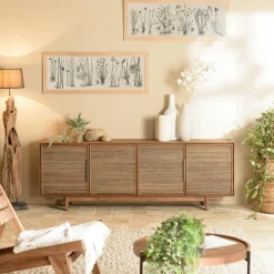Buffet enfilade 150 cm en teck recyclé 4 tiroirs SWING