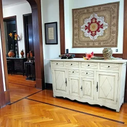 Buffet Enfilade Hévéa 4 portes, 6 tiroirs 170x48x95cm TRADITION
