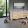 Buffet Enfilade Hévéa 2 portes, 3 tiroirs 190x45x85cm ATTAN