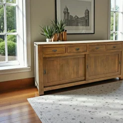 Buffet enfilade portes coulissantes hévéa 190cm HELENA