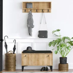 Buffet haut moderne effet chêne - 4 niches JENA