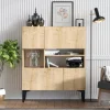 Buffet haut moderne effet chêne - 3 niches centrales JENA
