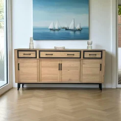 Buffet moderne bois clair - 4 portes, 3 tiroirs GRADO