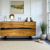 Buffet moderne bois recyclé teck laque noire BARBADE