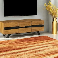 Buffet moderne bois recyclé teck laque noire 200 cm BARBADE