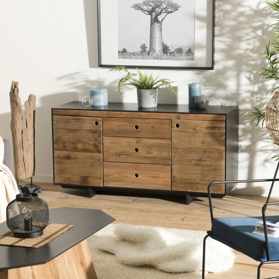 Buffet moderne bois recyclé pin CRACOVIE