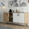 Buffet moderne effet bois et blanc, pieds obliques MARFA