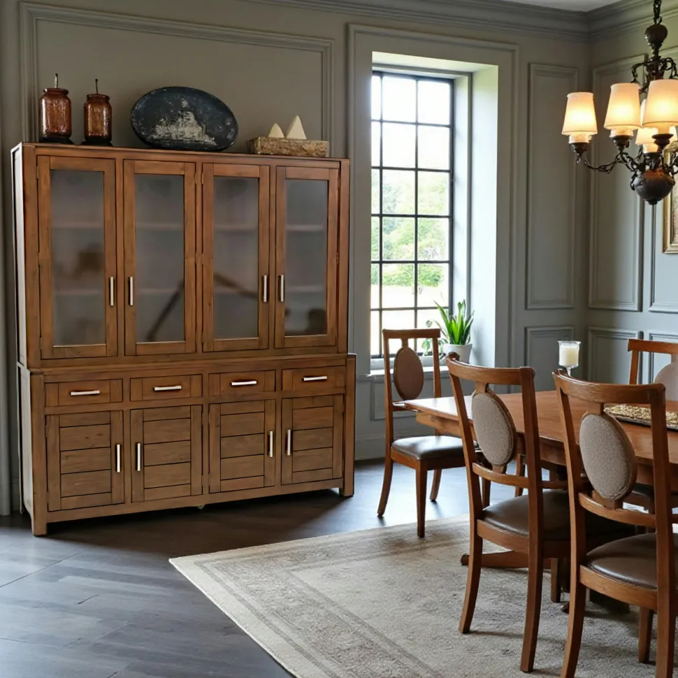 Buffet vaisselier vitré bois moderne ATTAN 200cm