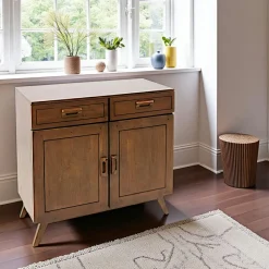 Buffet vintage hévéa massif 90x85cm SIXTIES