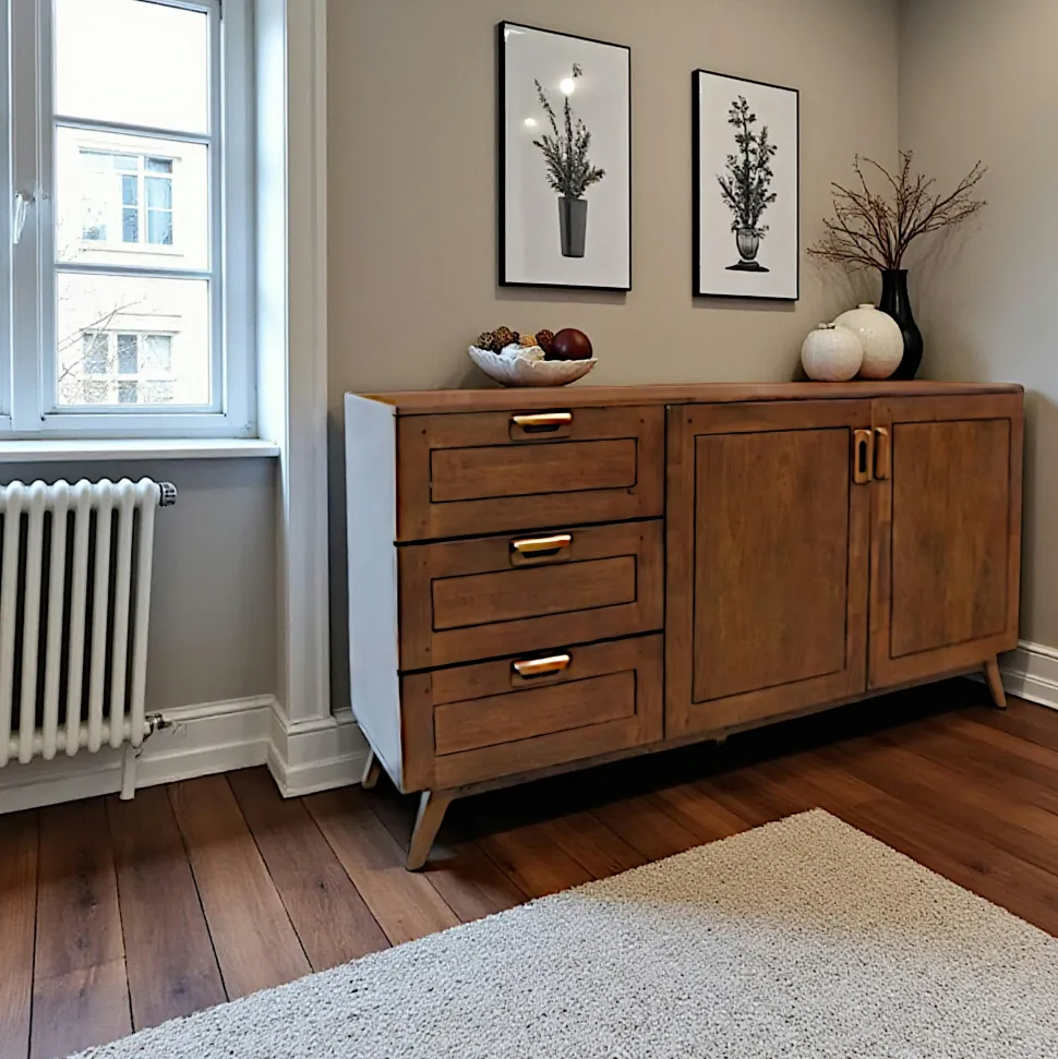 Buffet vintage hévéa massif 160cm SIXTIES