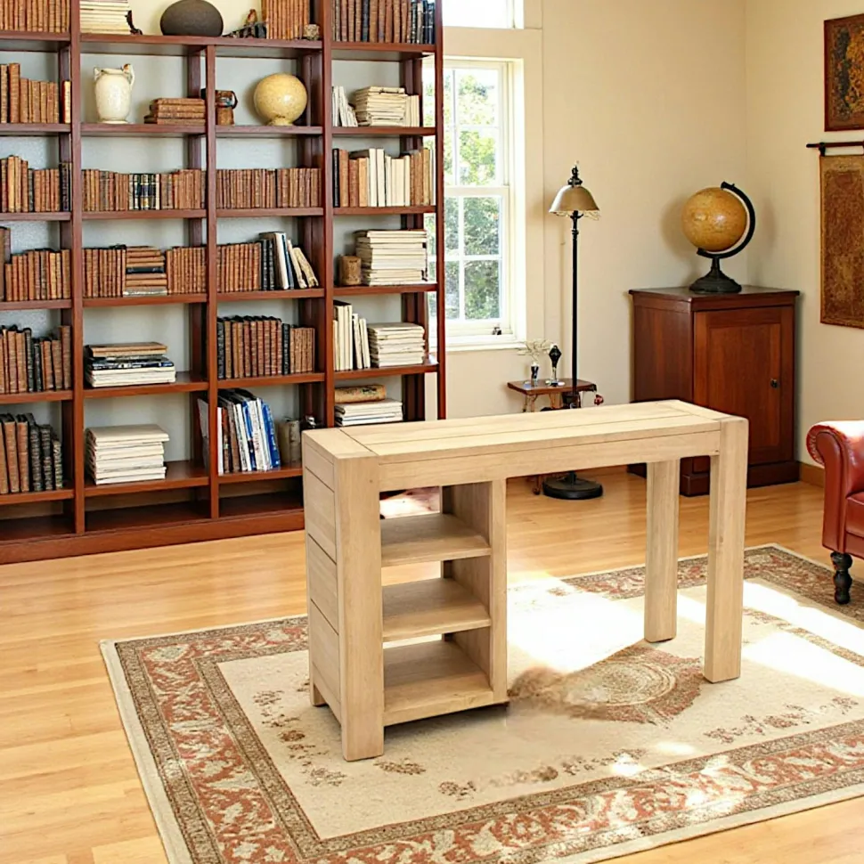 Bureau / Console Hévéa 3 niches 120x40x80cm ATTAN