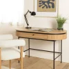 Bureau 1 tiroir bords arrondis décor strié JINAN