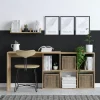 Bureau avec rangement cubes et étagère - effet chêne MARFA