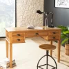 Bureau colonial 5 tiroirs Teck Miel 120cm BISHO