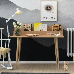 Bureau d'appoint console effet chêne - avec niche MARFA