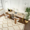 Bureau double avec rangement central - plateau effet travertin MARFA