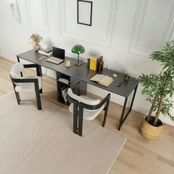 Bureau double noir - rangement central intégré MARFA