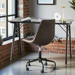 Bureau en bois noir - pieds tréteaux, style industriel TAMPA