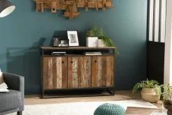 Bureau industriel teck recyclé SWING