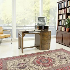 Bureau multimédia Vague Hévéa 4 tiroirs, 1 niche supérieure, 1 plateau coulissant 124x65x76cm TRADITION