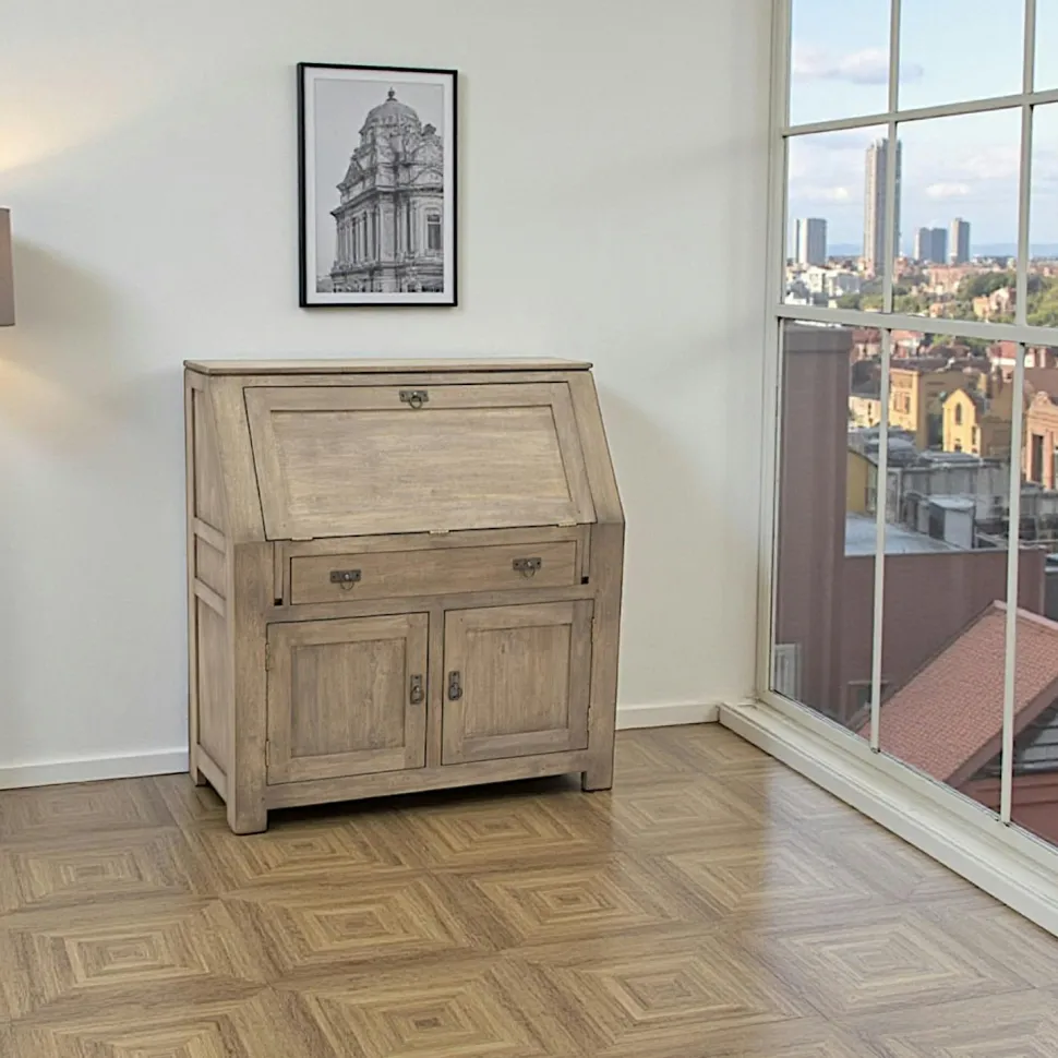 Bureau refermable Hévéa 3 portes, 1 tiroir 106x46x113cm HELENA