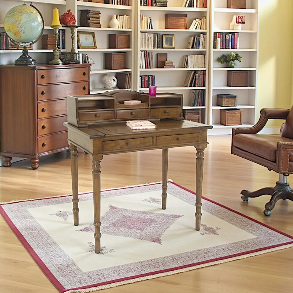 Bureau secrétaire 5 tiroirs hévéa 85x56x95cm TRADITION
