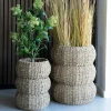 Cache-pot en jonc de mer pour grandes plantes, forme ronde (lot de 2)