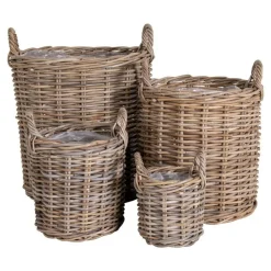 Cache-pot en rotin, fines tiges (lot de 4)