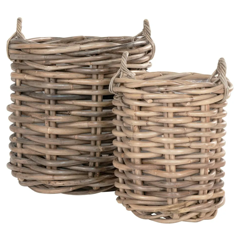 Cache-pot rond en rotin (lot de 2)